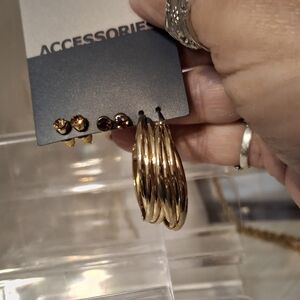 #4 3 pack hoop and stud earrings NWT